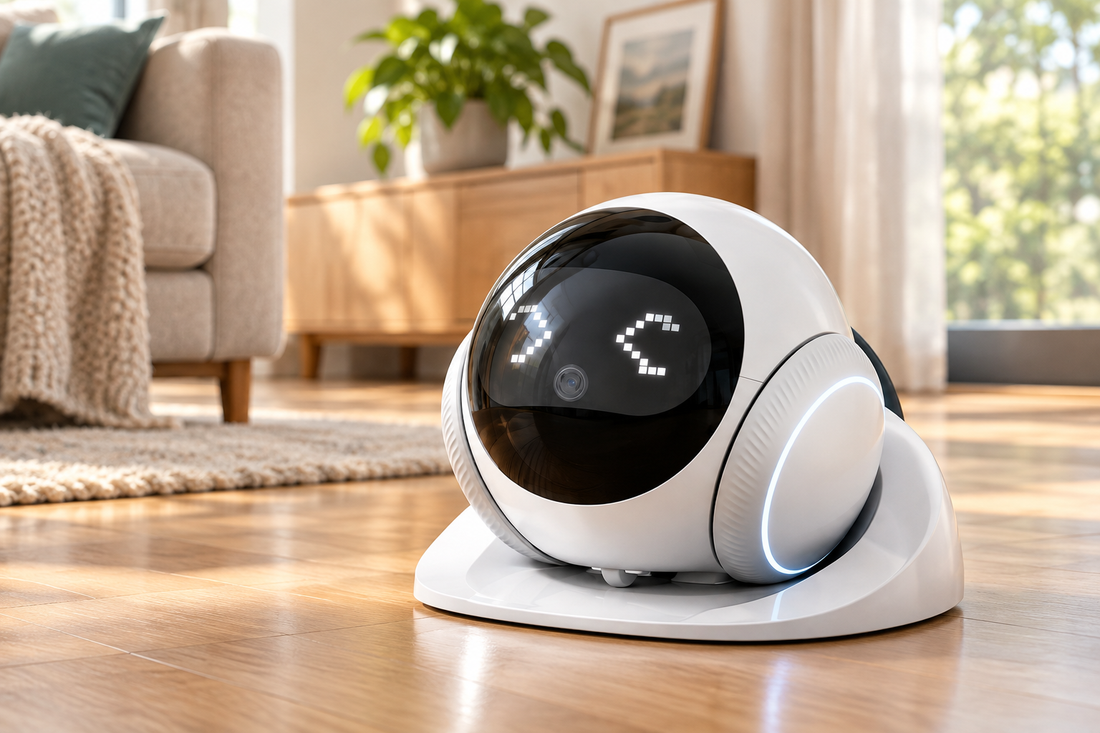 N5 Magic S1 indoor security robot camera on a modern living room floor for remote home monitoring