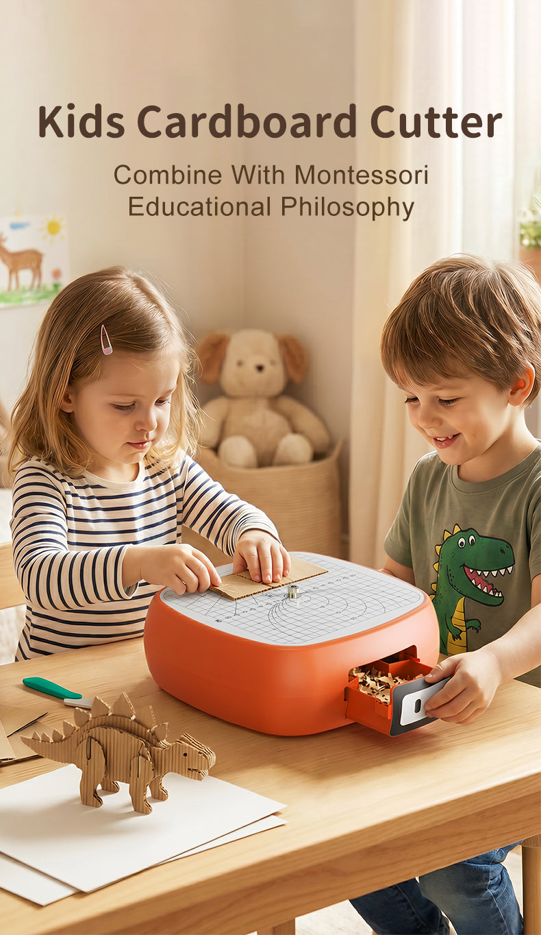 N3 Electric Kids Safety Cardboard Cutter - Bladeless DIY Craft Tool, Montessori Educational Toy, Precision Cutting up to 3mm