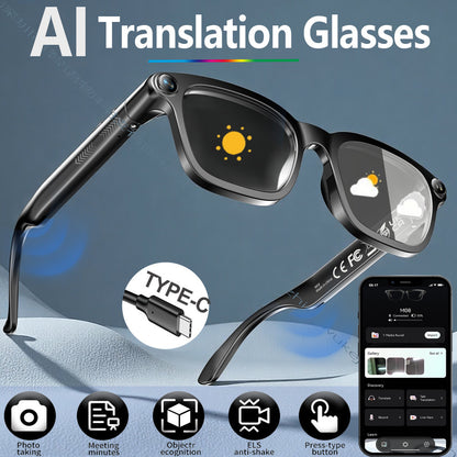 V16 Smart Camera Glasses | Sony IMX219 8MP, Real-Time Translation, BT5.4 Calls, Touch Control & Type-C