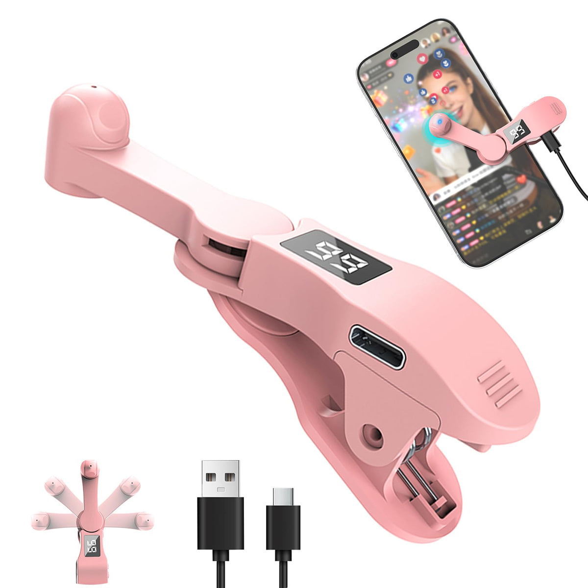 E5 Type-C Auto Clicker for Phones & Tablets with Adjustable Speed and 180° Head