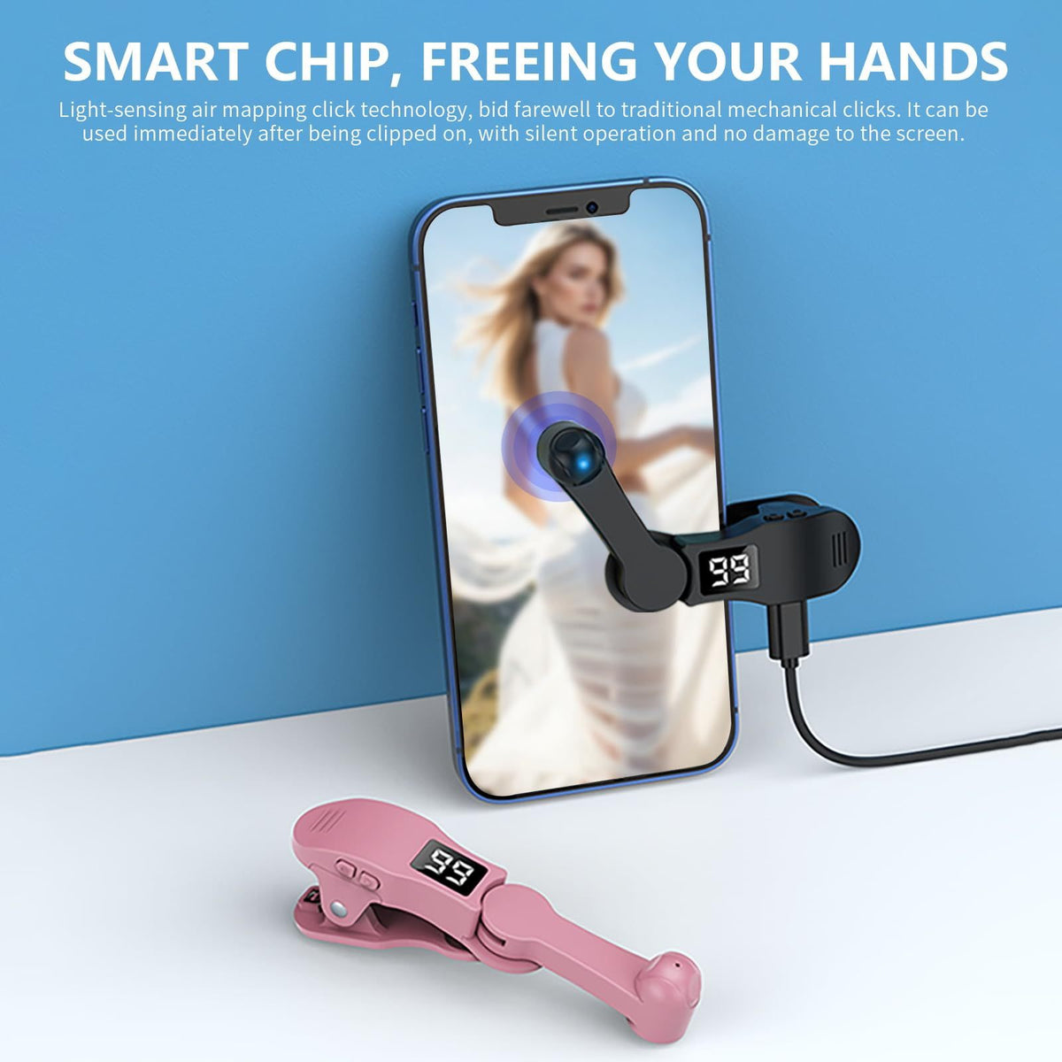 E5 Type-C Auto Clicker for Phones & Tablets with Adjustable Speed and 180° Head