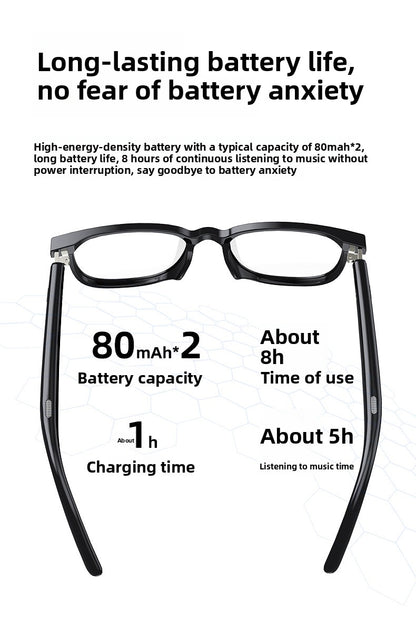 V14 Smart Audio Glasses | Bluetooth 5.4, Open-Ear Stereo, Touch Control, Calls & Music