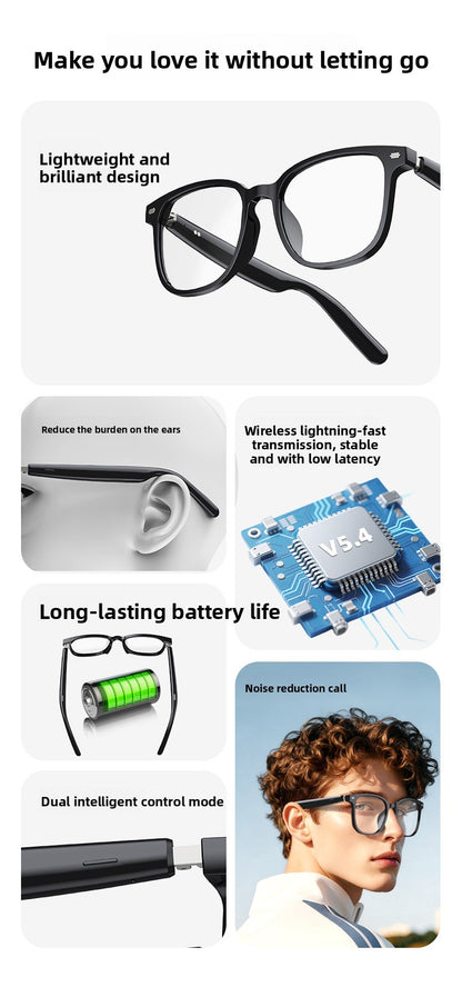 V14 Smart Audio Glasses | Bluetooth 5.4, Open-Ear Stereo, Touch Control, Calls & Music