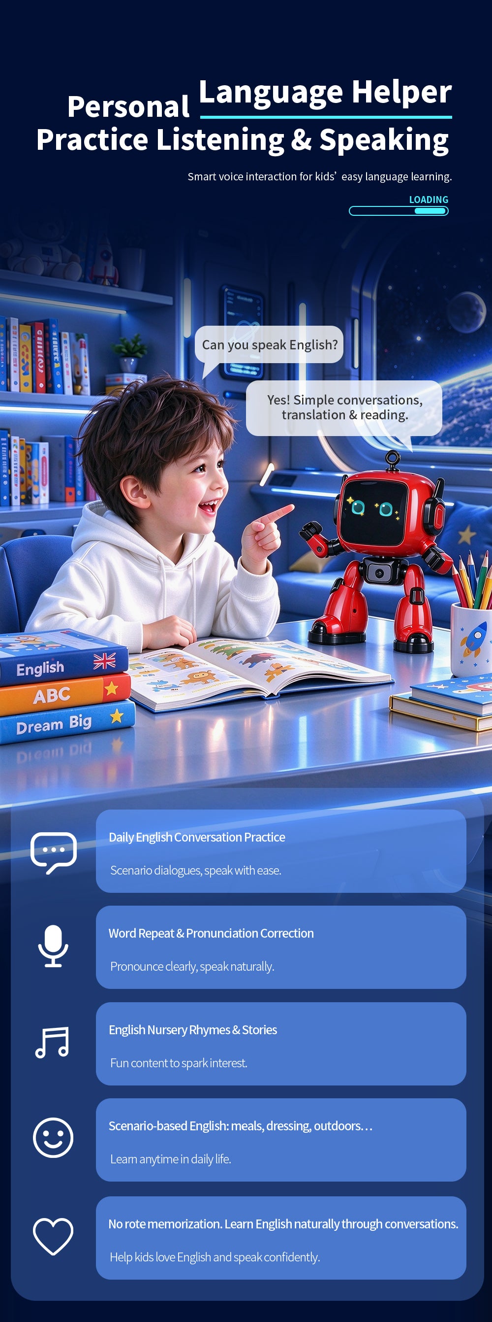 N21 AI Companion Robot for Kids with Multilingual Voice Chat, Stories & Language Practice