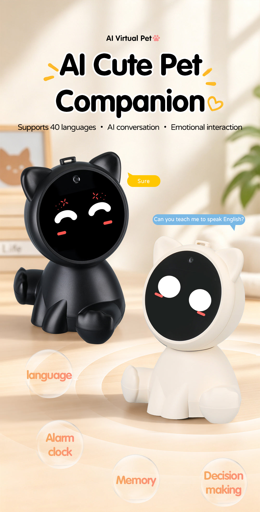 N22 AI Companion Robot with Camera, Multilingual Voice Chat, Image Recognition & Customizable AI Personas