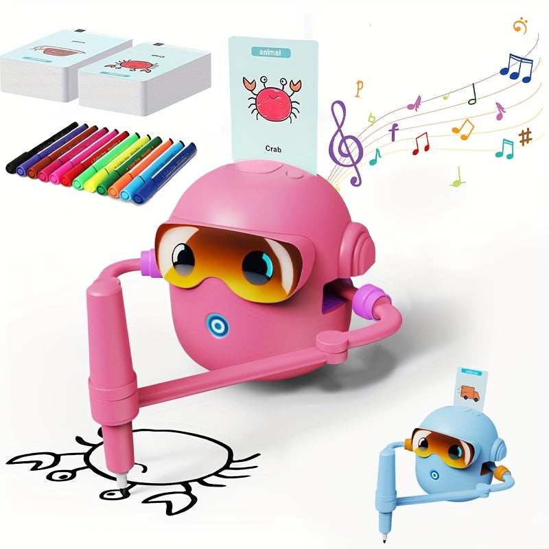 N7 Drawing Robot for Kids - Interactive Educational Drawing Robot | Magic Painting Toy | 100 Word Cards | 14 Pens
