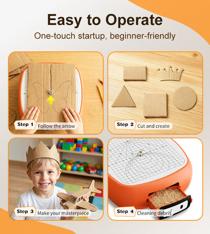 N3 Electric Kids Safety Cardboard Cutter - Bladeless DIY Craft Tool, Montessori Educational Toy, Precision Cutting up to 3mm