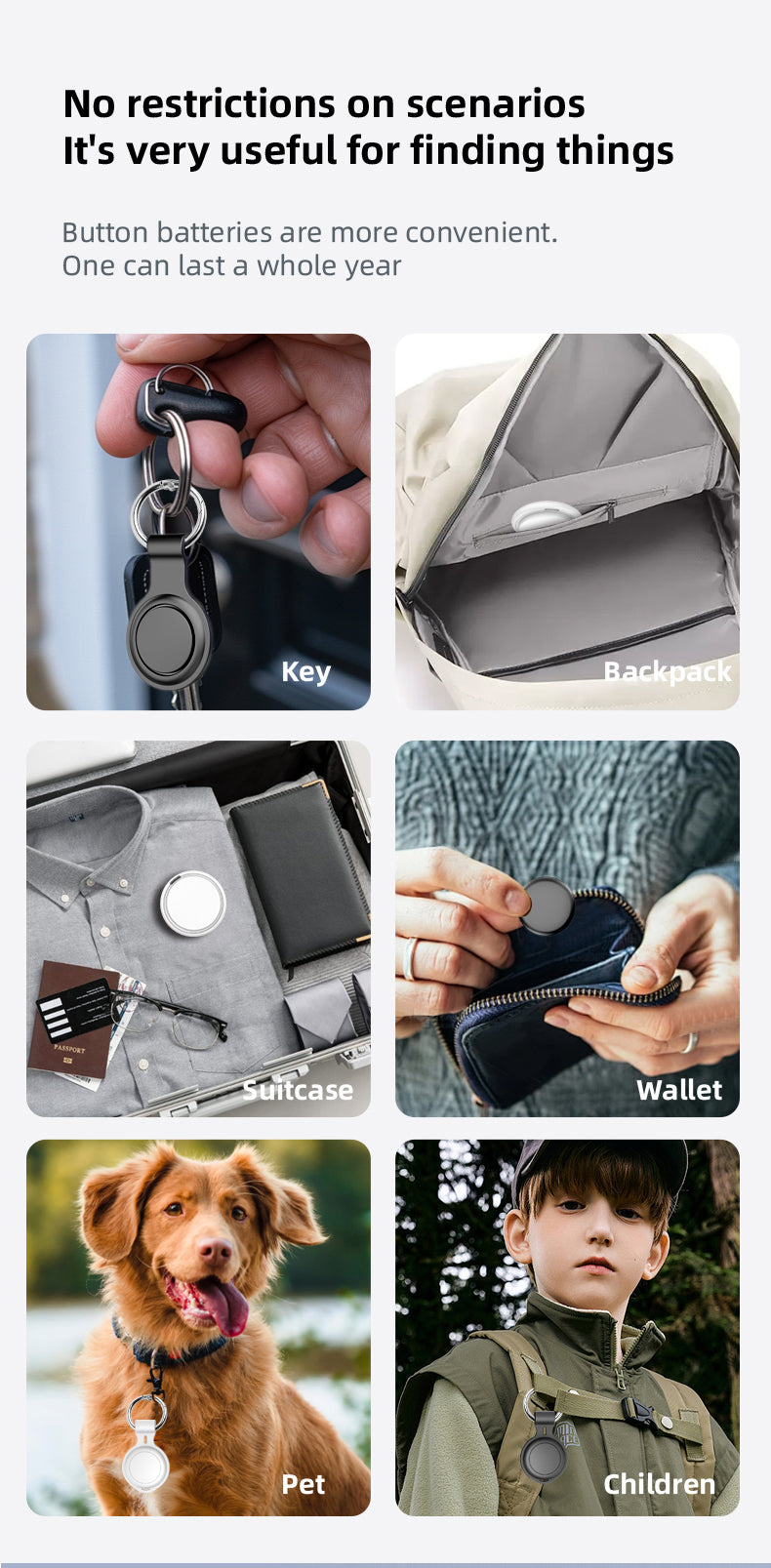 E4 Bluetooth Item Tracker for Keys and Bags with Replaceable Battery | Meprian