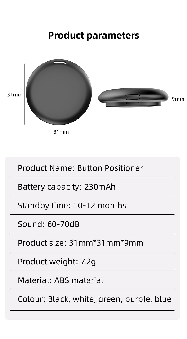 E4 Bluetooth Item Tracker for Keys and Bags with Replaceable Battery | Meprian