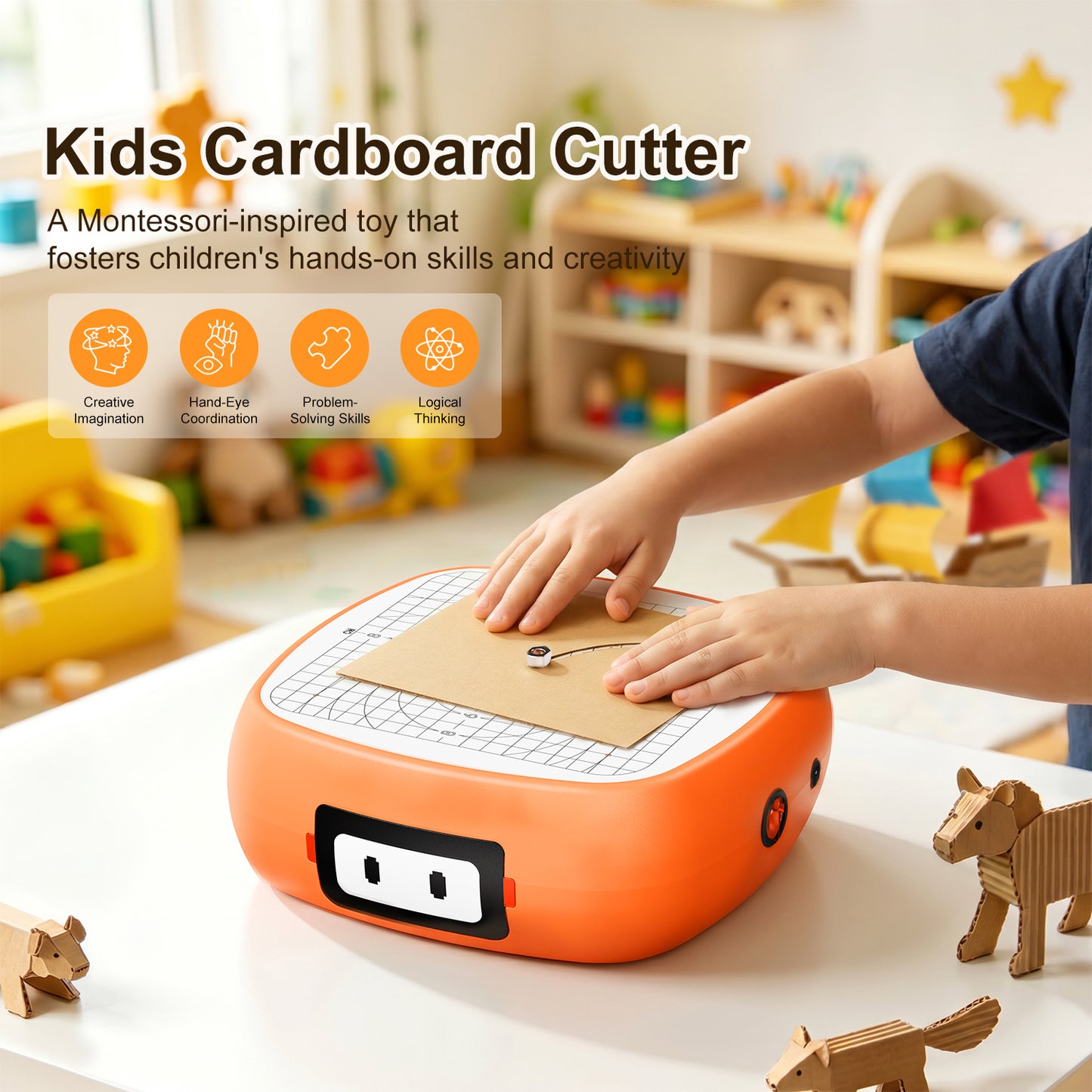 N3 Electric Kids Safety Cardboard Cutter - Bladeless DIY Craft Tool, Montessori Educational Toy, Precision Cutting up to 3mm