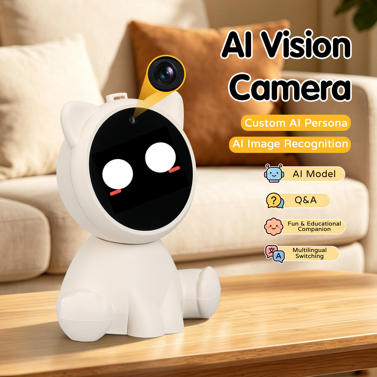 N22 AI Companion Robot with Camera, Multilingual Voice Chat, Image Recognition & Customizable AI Personas
