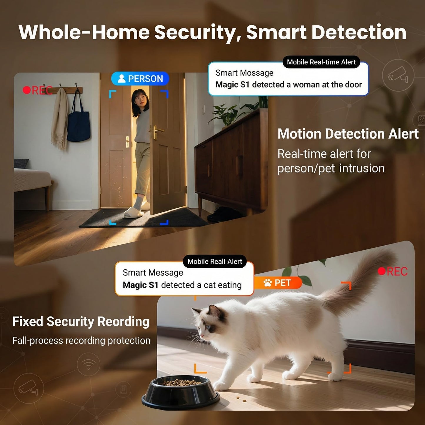 N5 Magic S1 Indoor Security Robot Camera - 1080P Portable Pet Camera with App Control Two-Way Audio, Night Vision, Automatic Charging