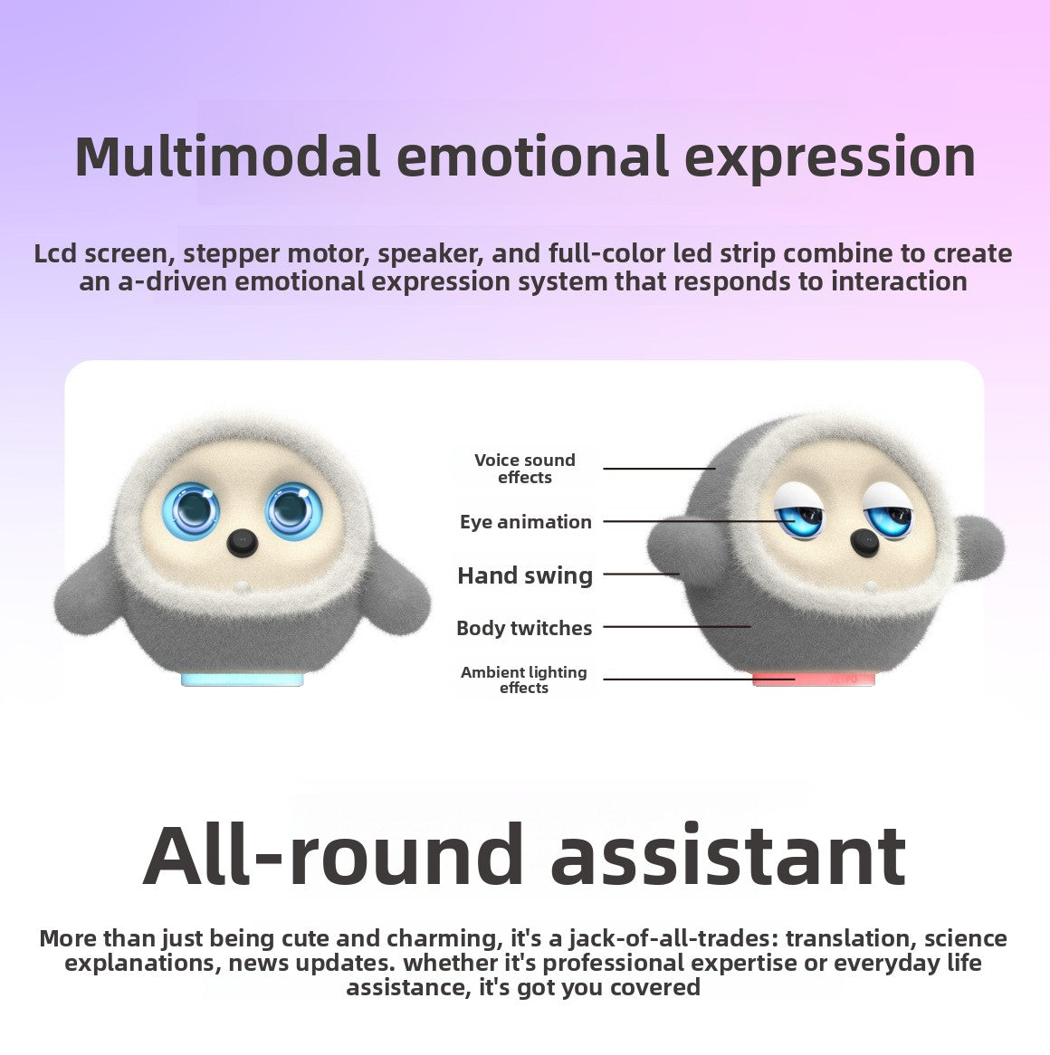 N6 K-Bao Interactive Ai Desktop Robot - Kids Cute Pet Robot | Smart Emotional | Resonance Voice Real-Time Interaction | Multi-Modal AI Model