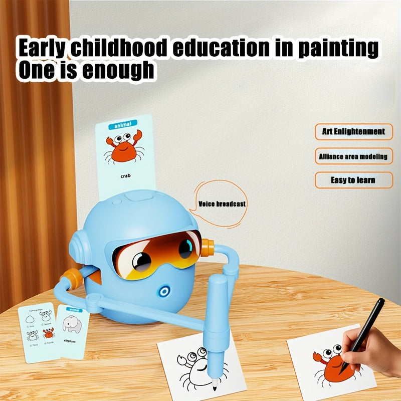 N7 Drawing Robot for Kids - Interactive Educational Drawing Robot | Magic Painting Toy | 100 Word Cards | 14 Pens