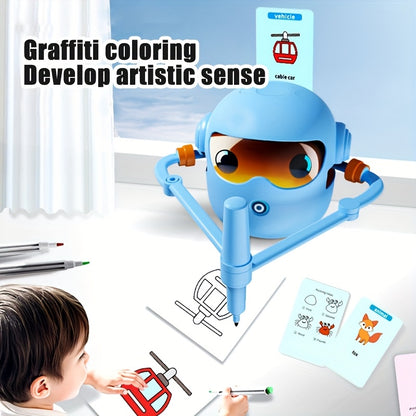 N7 Drawing Robot for Kids - Interactive Educational Drawing Robot | Magic Painting Toy | 100 Word Cards | 14 Pens