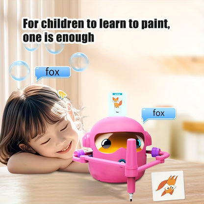N7 Drawing Robot for Kids - Interactive Educational Drawing Robot | Magic Painting Toy | 100 Word Cards | 14 Pens