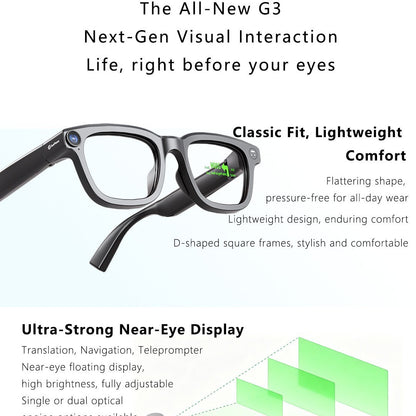 V1-G3 AR Smart Glasses – AI Voice & Image Recognition Bluetooth Wearable Tech - Dual-lens waveguide + camera