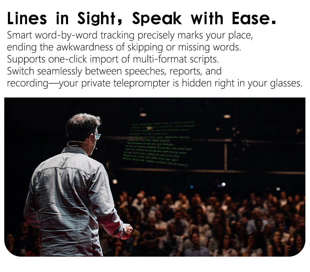 V1-G3 AR Smart Glasses – AI Voice & Image Recognition Bluetooth Wearable Tech - Dual-lens waveguide + camera