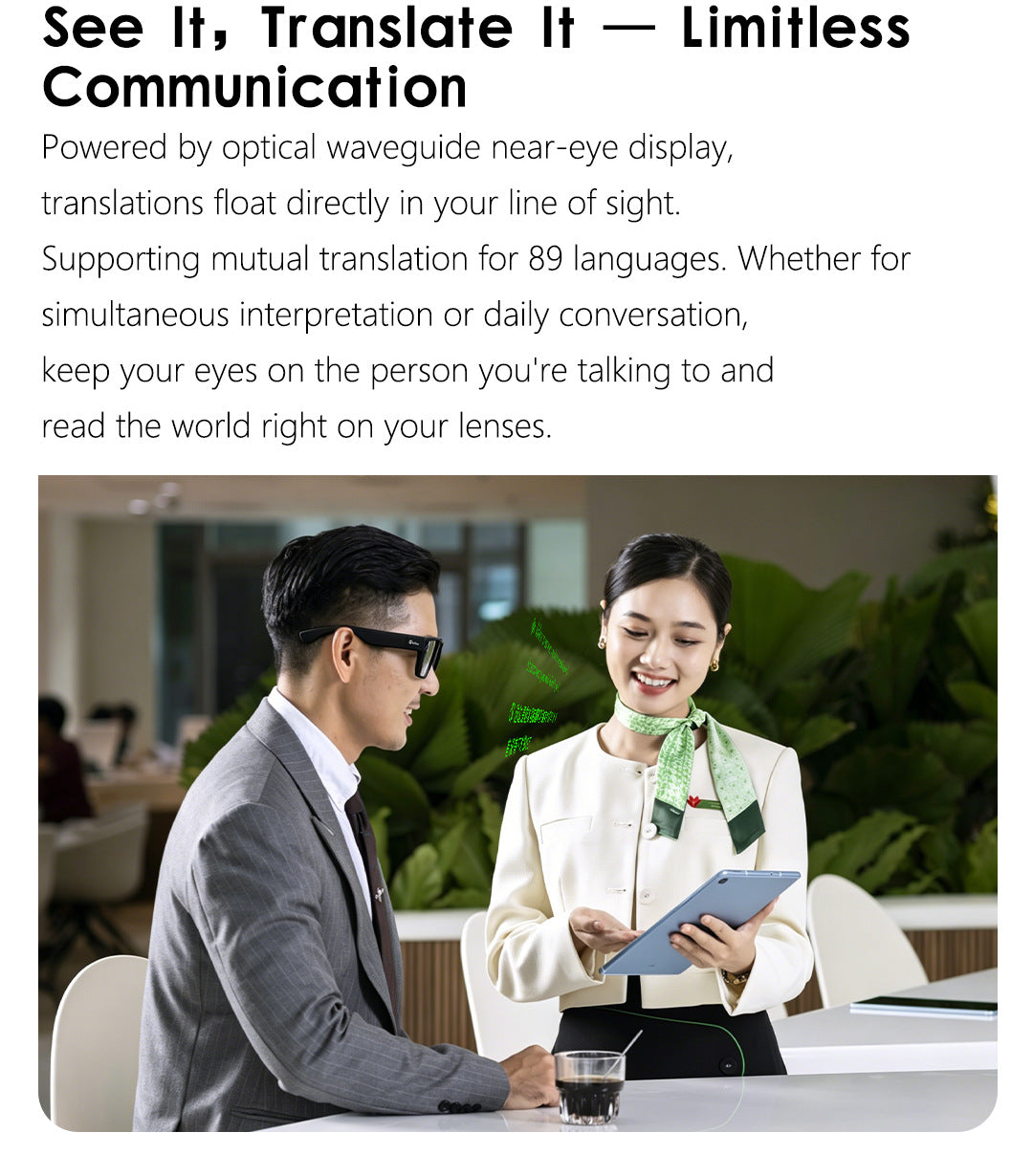V1-G3 AR Smart Glasses – AI Voice & Image Recognition Bluetooth Wearable Tech - Dual-lens waveguide + camera
