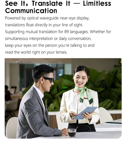 V1-G3 AR Smart Glasses – AI Voice & Image Recognition Bluetooth Wearable Tech - Dual-lens waveguide + camera