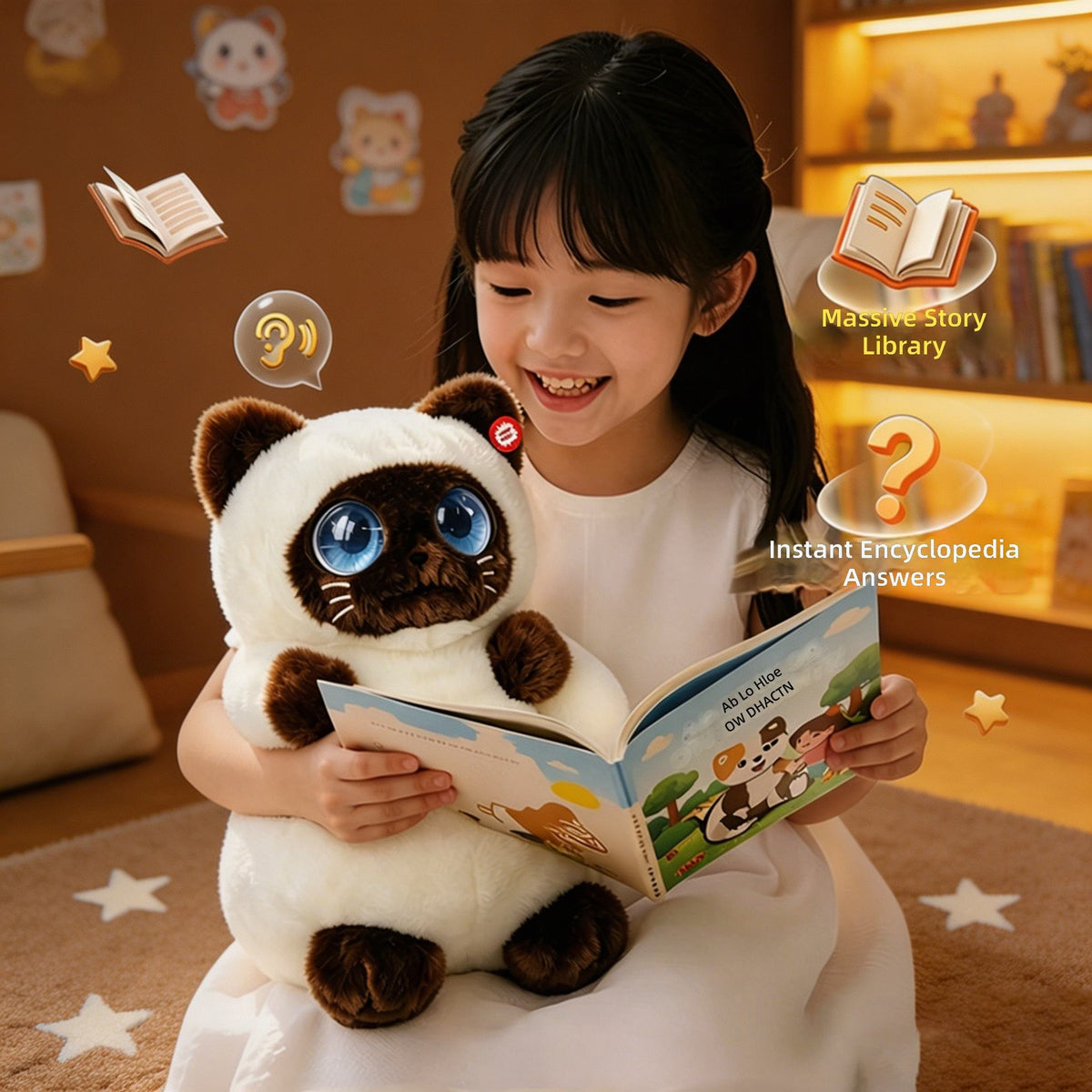 Meprian N13 AI Plush Companion Toy, Coral Fleece Storytelling & Q&A Gift for Kids