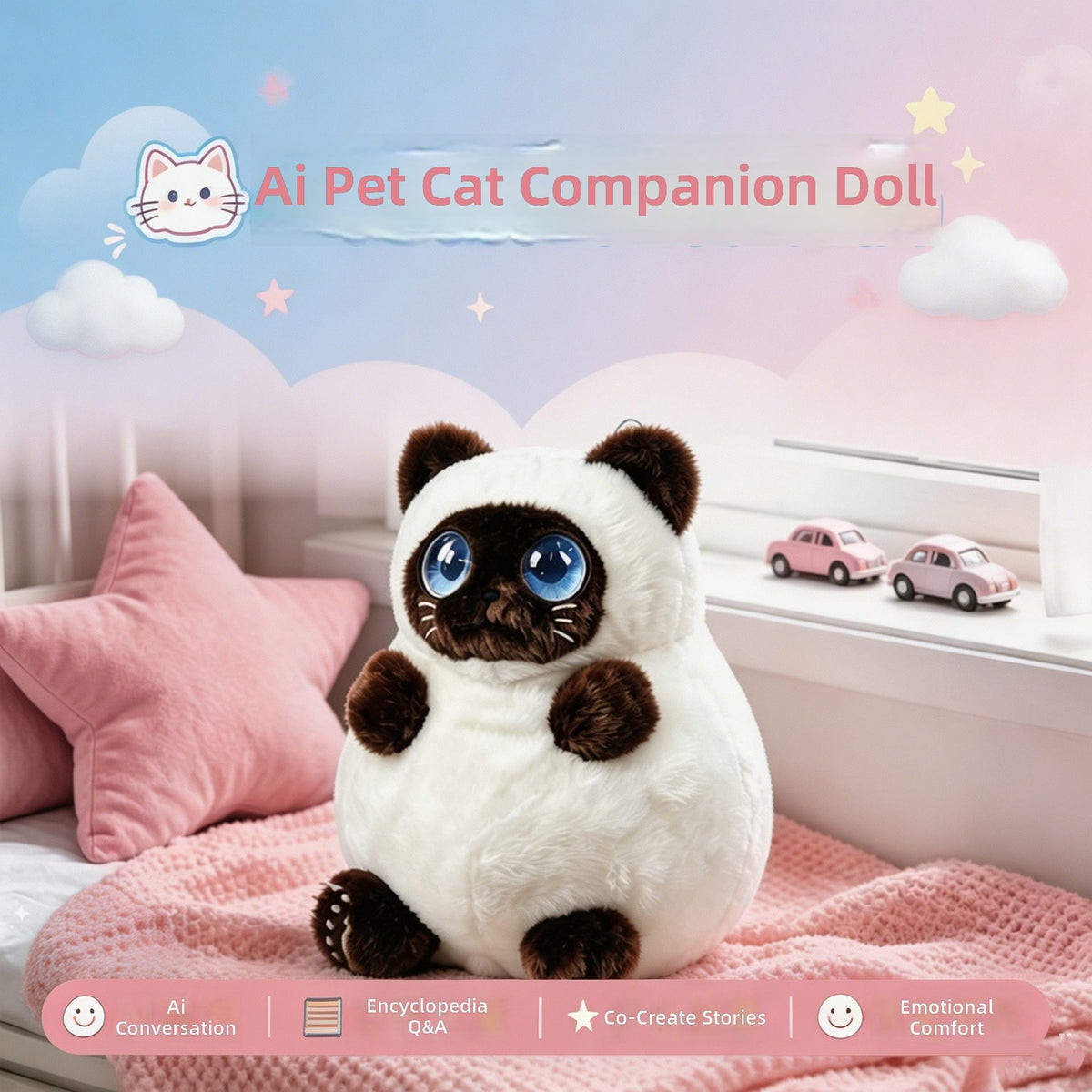 Meprian N13 AI Plush Companion Toy, Coral Fleece Storytelling & Q&A Gift for Kids