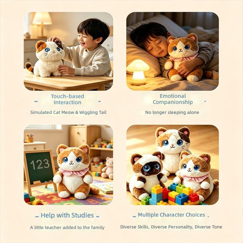 Meprian N13 AI Plush Companion Toy, Coral Fleece Storytelling & Q&A Gift for Kids