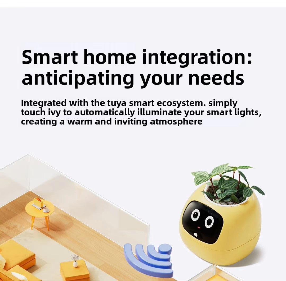 N18 Smart Pet Planter Robot with Sensor-Assisted Self-Watering, Hydroponic Design and Facial Interaction