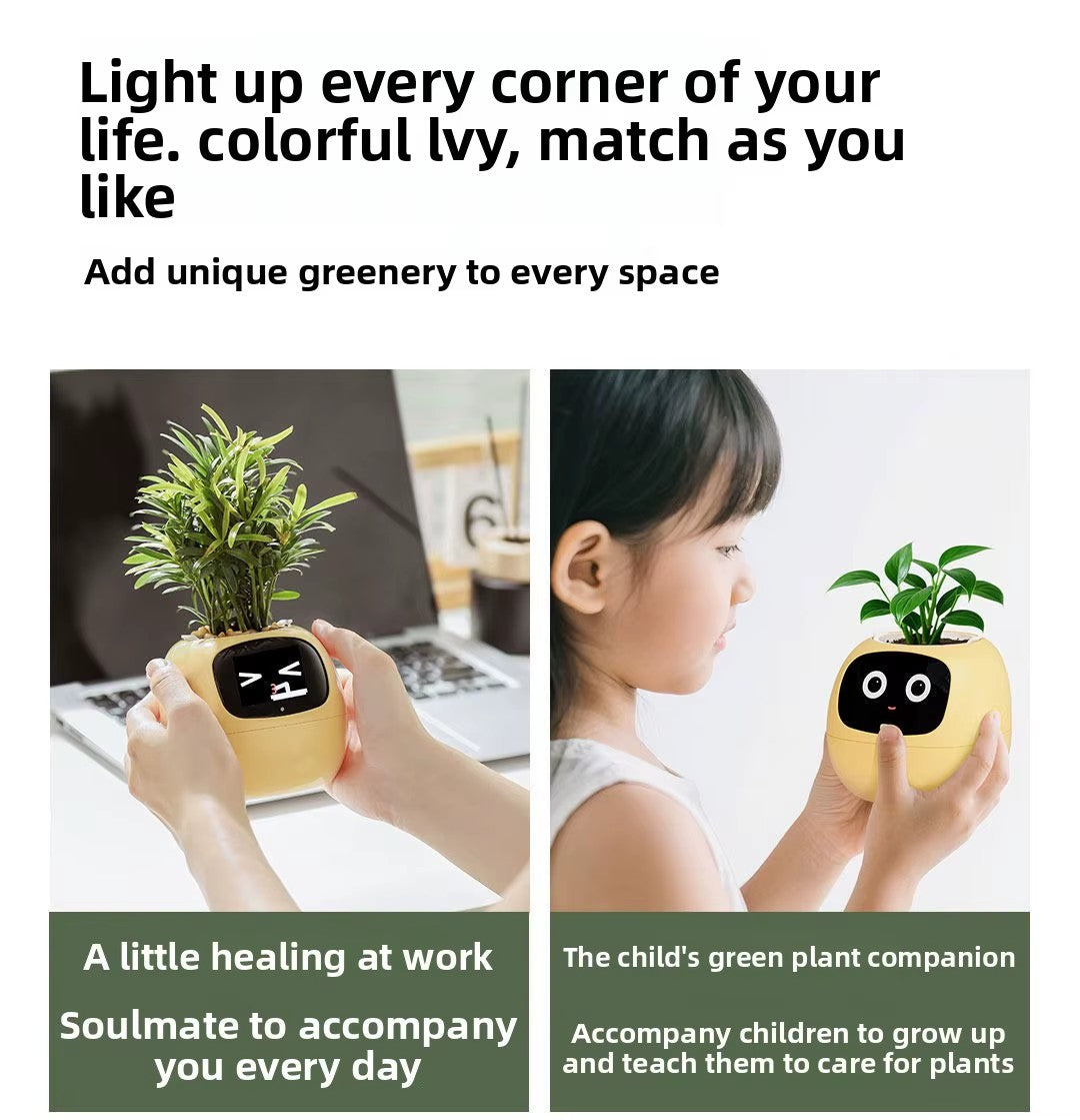 N18 Smart Pet Planter Robot with Sensor-Assisted Self-Watering, Hydroponic Design and Facial Interaction