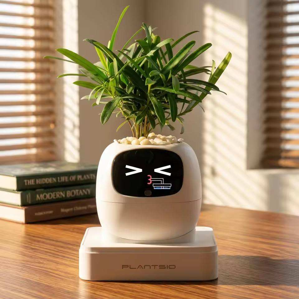 N18 Smart Pet Planter Robot with Sensor-Assisted Self-Watering, Hydroponic Design and Facial Interaction