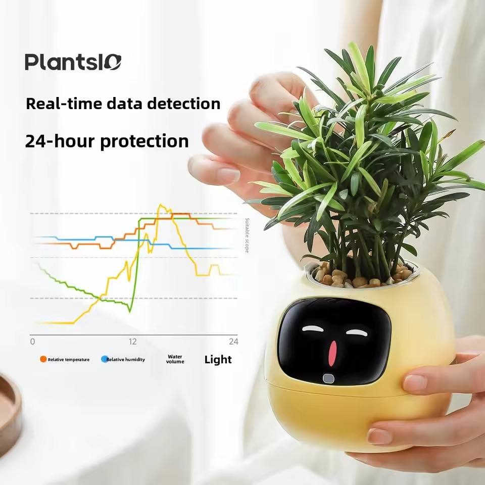 N18 Smart Pet Planter Robot with Sensor-Assisted Self-Watering, Hydroponic Design and Facial Interaction