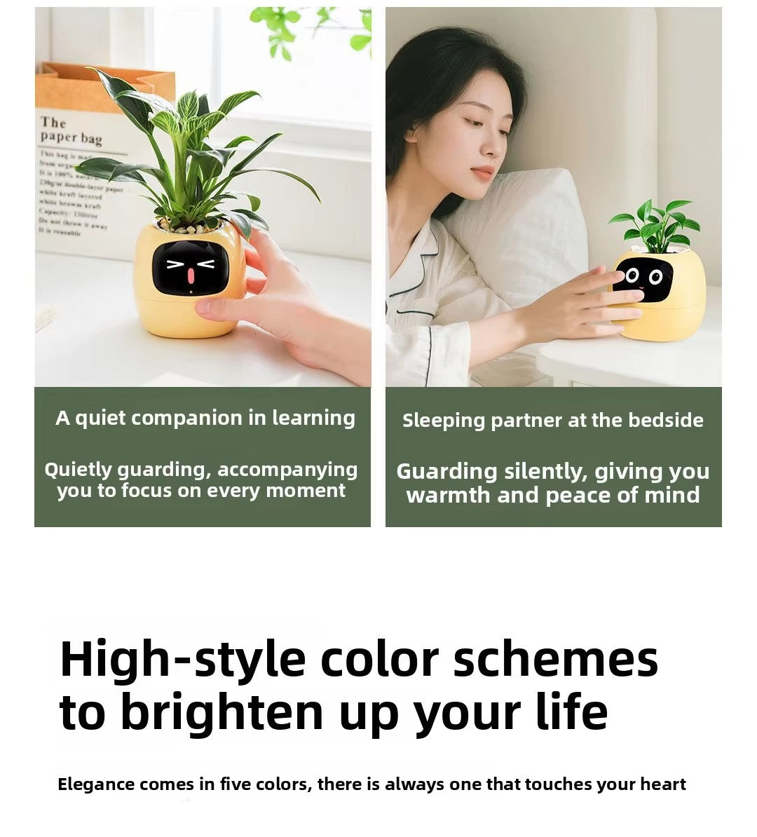 N18 Smart Pet Planter Robot with Sensor-Assisted Self-Watering, Hydroponic Design and Facial Interaction