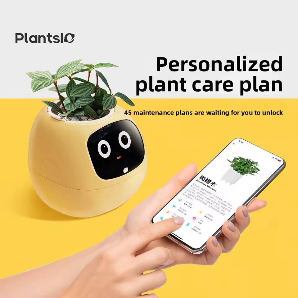N18 Smart Pet Planter Robot with Sensor-Assisted Self-Watering, Hydroponic Design and Facial Interaction