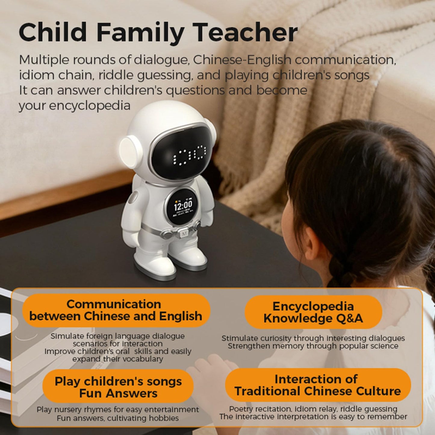 N8 Tuya AI Smart Robot - Interactive Educational Electronic Astronaut Toy, Voice Control for 50+ Language