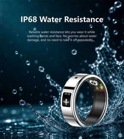 R12 Smart Ring — IP68 Waterproof, AI Recording & Translation, Heart Rate & Sleep Monitoring
