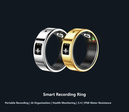 R12 Smart Ring — IP68 Waterproof, AI Recording & Translation, Heart Rate & Sleep Monitoring