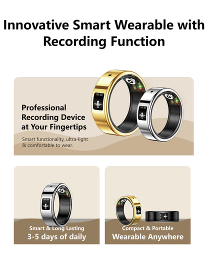R12 Smart Ring — IP68 Waterproof, AI Recording & Translation, Heart Rate & Sleep Monitoring
