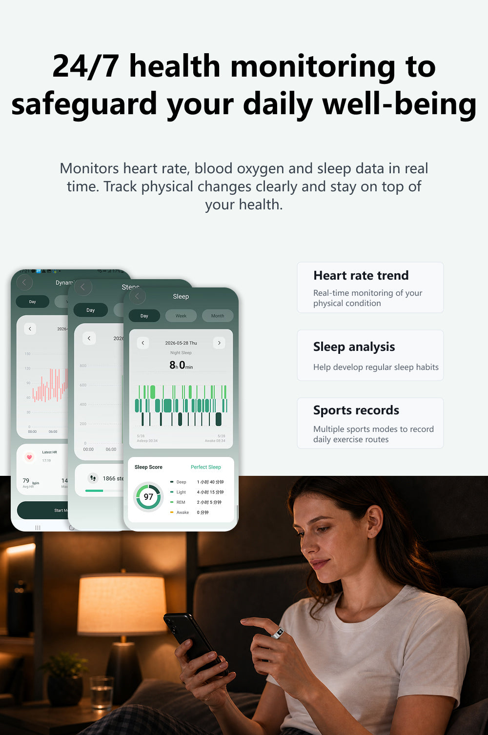 R12 Smart Ring — IP68 Waterproof, AI Recording & Translation, Heart Rate & Sleep Monitoring