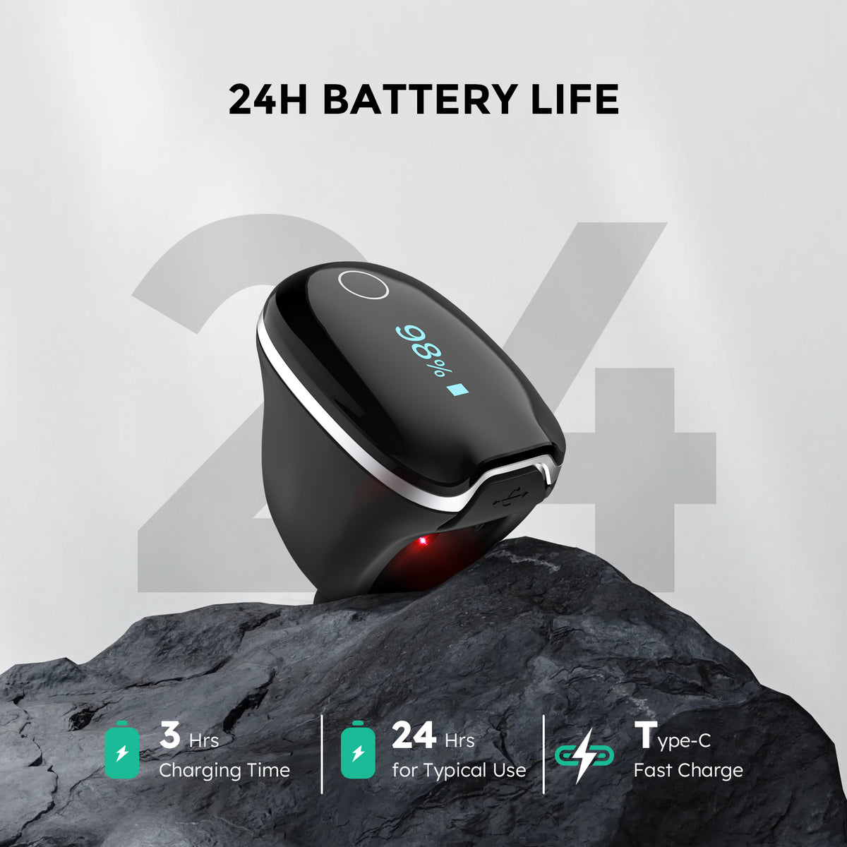 R13 O2Ring — Continuous Blood Oxygen SpO2 & Pulse Rate Monitor, 16-Hour Battery, Sleep Apnea Tracking