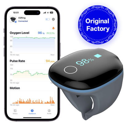 R13 O2Ring — Continuous Blood Oxygen SpO2 & Pulse Rate Monitor, 16-Hour Battery, Sleep Apnea Tracking