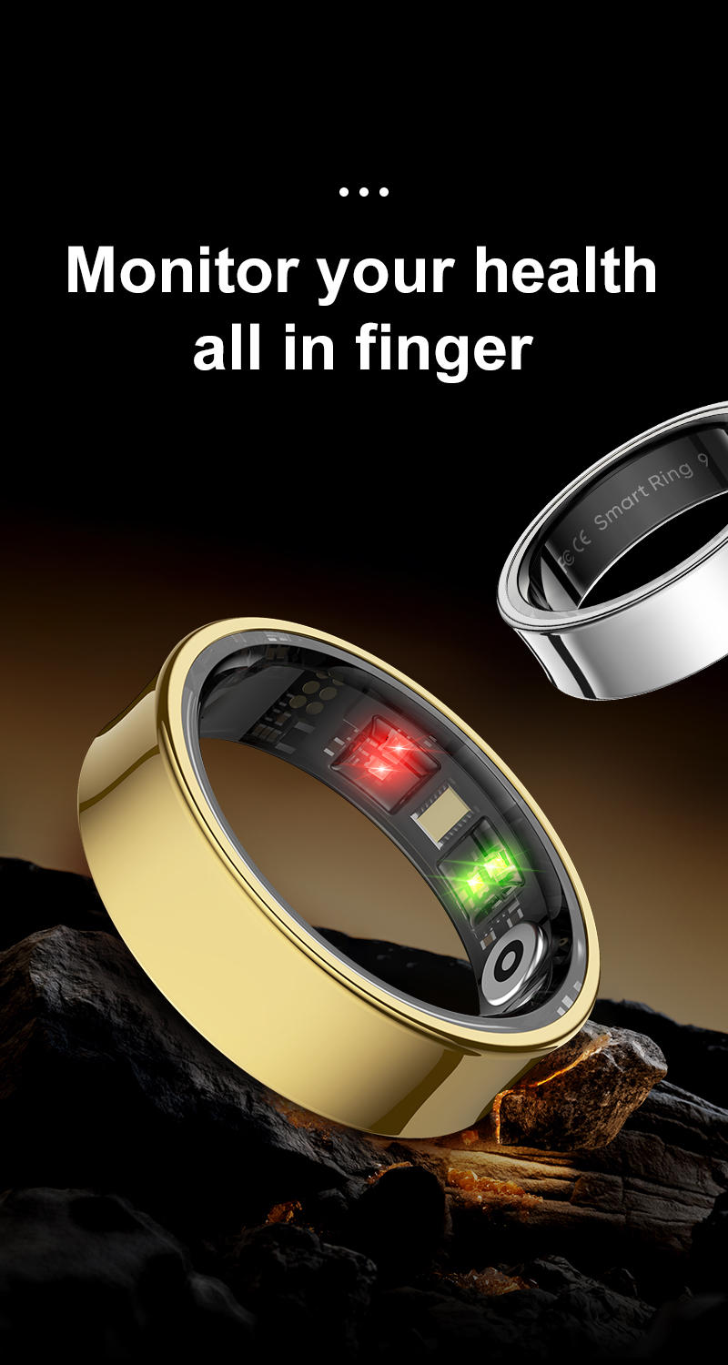 RZ09 Smart Fitness Ring — Stainless Steel, 5ATM Waterproof, Skin Temperature, Heart Rate & Sleep | 5–7 Day Battery