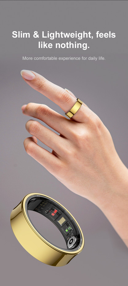 RZ09 Smart Fitness Ring — Stainless Steel, 5ATM Waterproof, Skin Temperature, Heart Rate & Sleep | 5–7 Day Battery