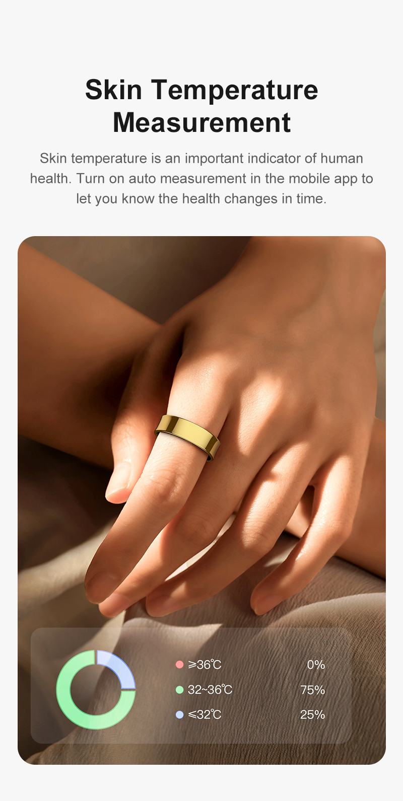 RZ09 Smart Fitness Ring — Stainless Steel, 5ATM Waterproof, Skin Temperature, Heart Rate & Sleep | 5–7 Day Battery