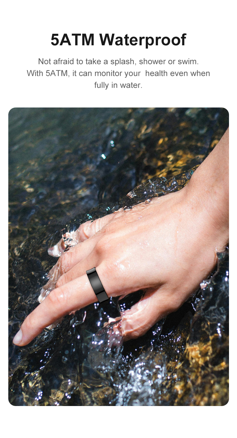 RZ09 Smart Fitness Ring — Stainless Steel, 5ATM Waterproof, Skin Temperature, Heart Rate & Sleep | 5–7 Day Battery