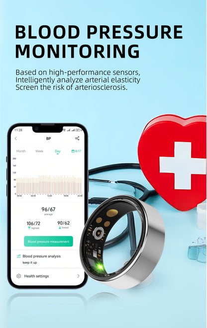 R15 Smart Ring — IP68 Waterproof, Heart Rate & Blood Pressure, Sleep & SpO2 Monitoring | Magnetic Charging | iOS & Android
