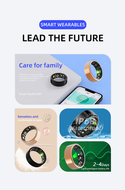 R15 Smart Ring — IP68 Waterproof, Heart Rate & Blood Pressure, Sleep & SpO2 Monitoring | Magnetic Charging | iOS & Android