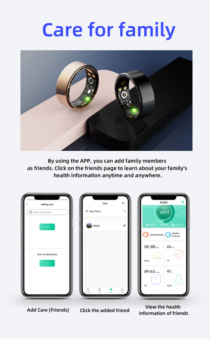R15 Smart Ring — IP68 Waterproof, Heart Rate & Blood Pressure, Sleep & SpO2 Monitoring | Magnetic Charging | iOS & Android