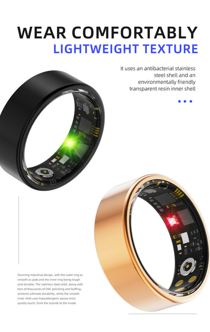 R15 Smart Ring — IP68 Waterproof, Heart Rate & Blood Pressure, Sleep & SpO2 Monitoring | Magnetic Charging | iOS & Android