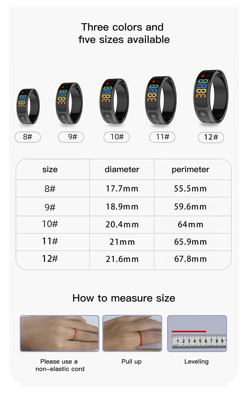 R17 Smart Ring — Heart Rate, Blood Pressure, SpO2 & Sleep Tracking | 5ATM Waterproof | Lefun Health App | Sizes 8–12