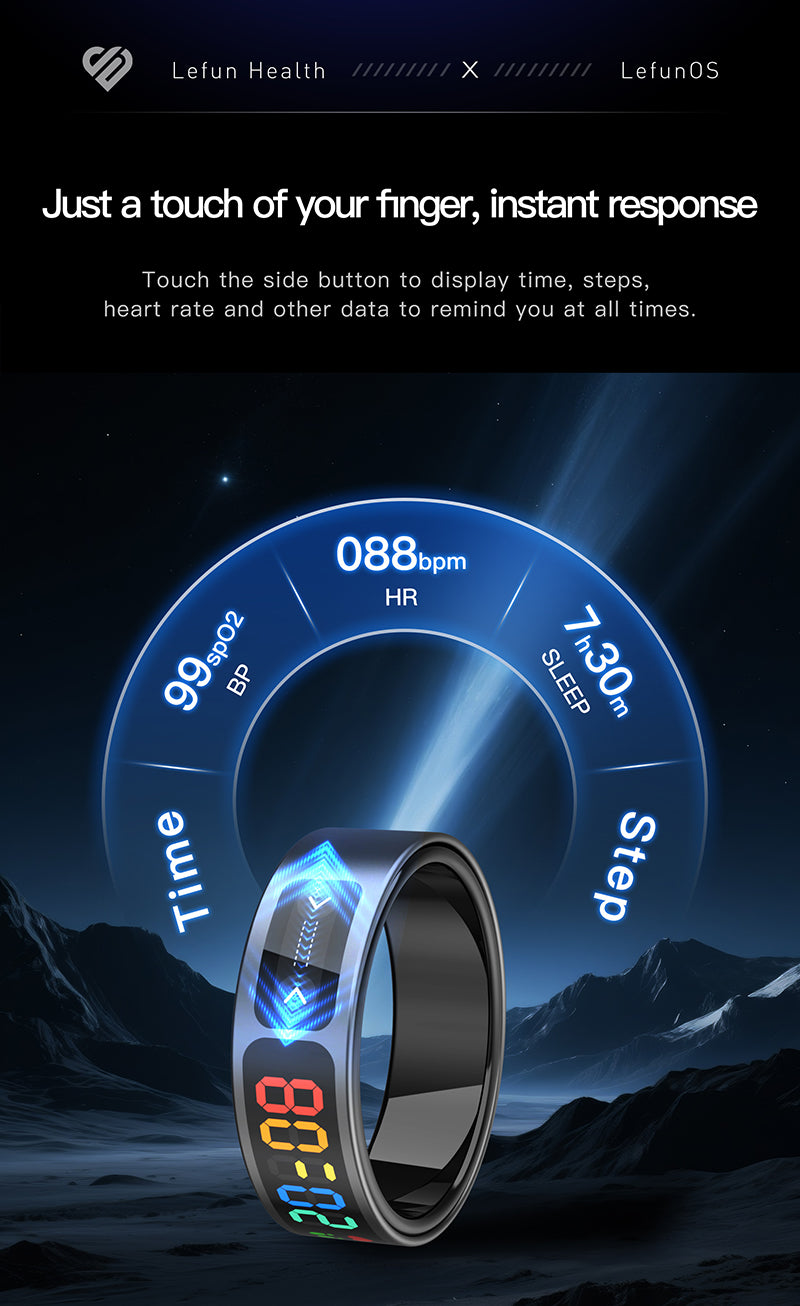 R17 Smart Ring — Heart Rate, Blood Pressure, SpO2 & Sleep Tracking | 5ATM Waterproof | Lefun Health App | Sizes 8–12